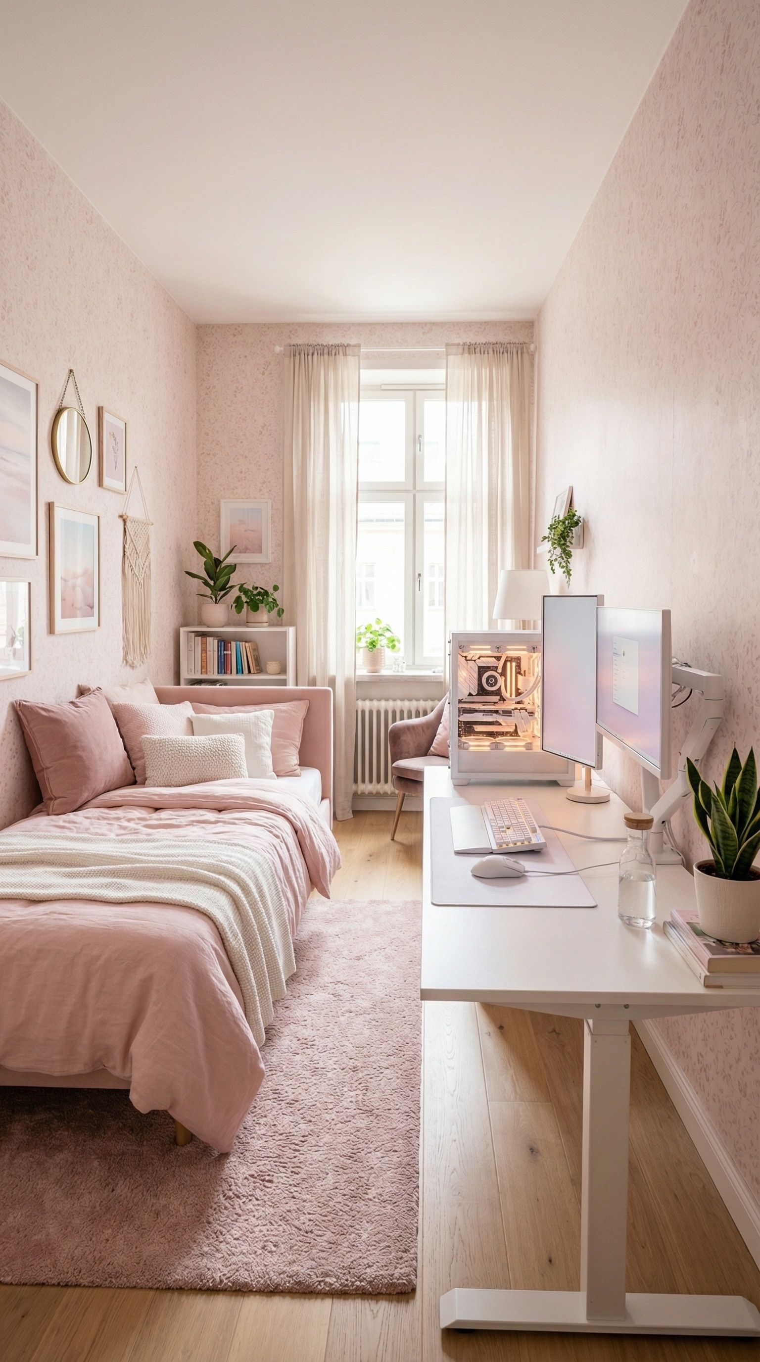 7 Aesthetic Pink Wallpaper Bedroom Setup Ideas for Gamers Setup Image