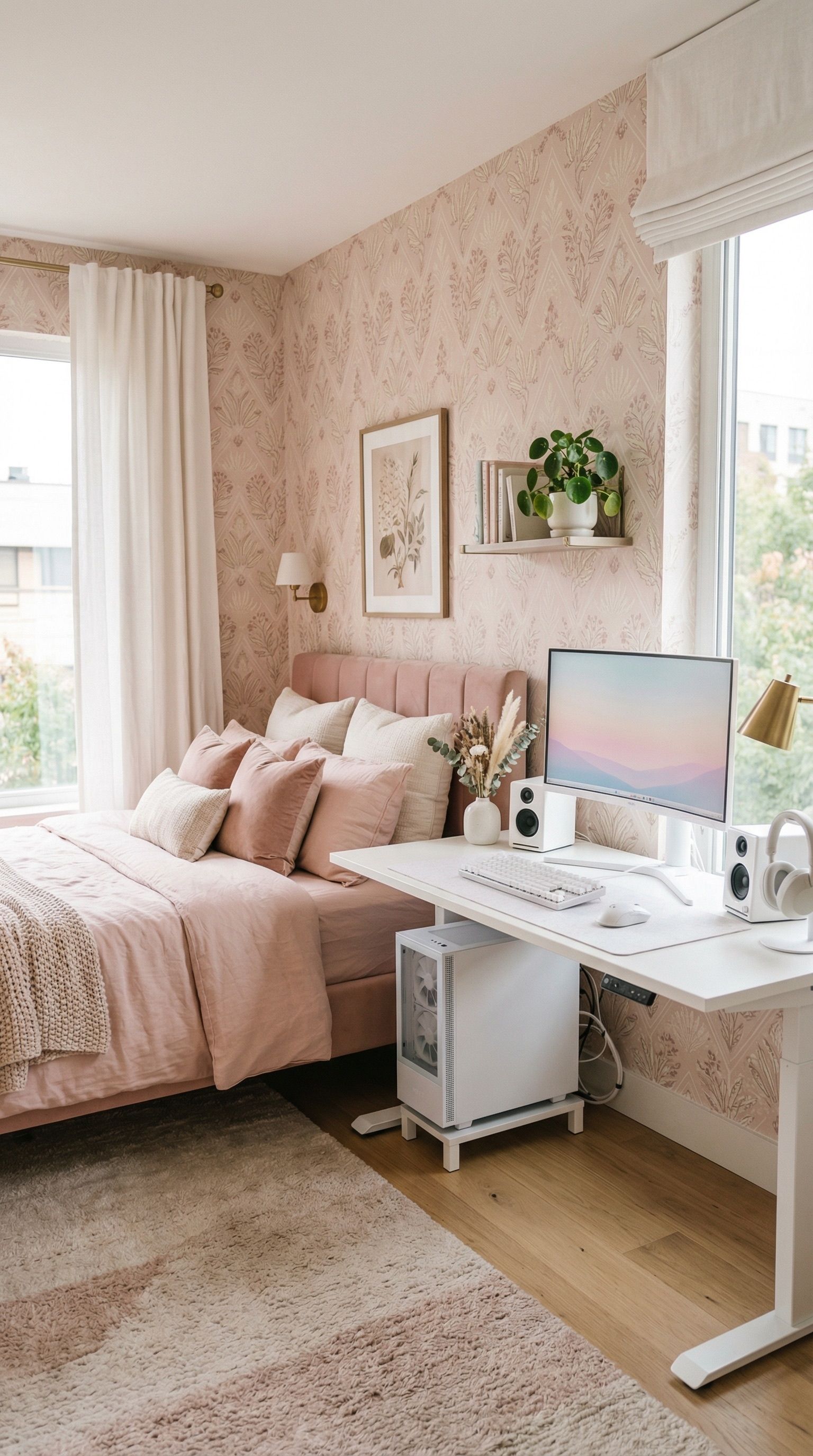 7 Aesthetic Pink Wallpaper Bedroom Setup Ideas for Gamers Setup Image