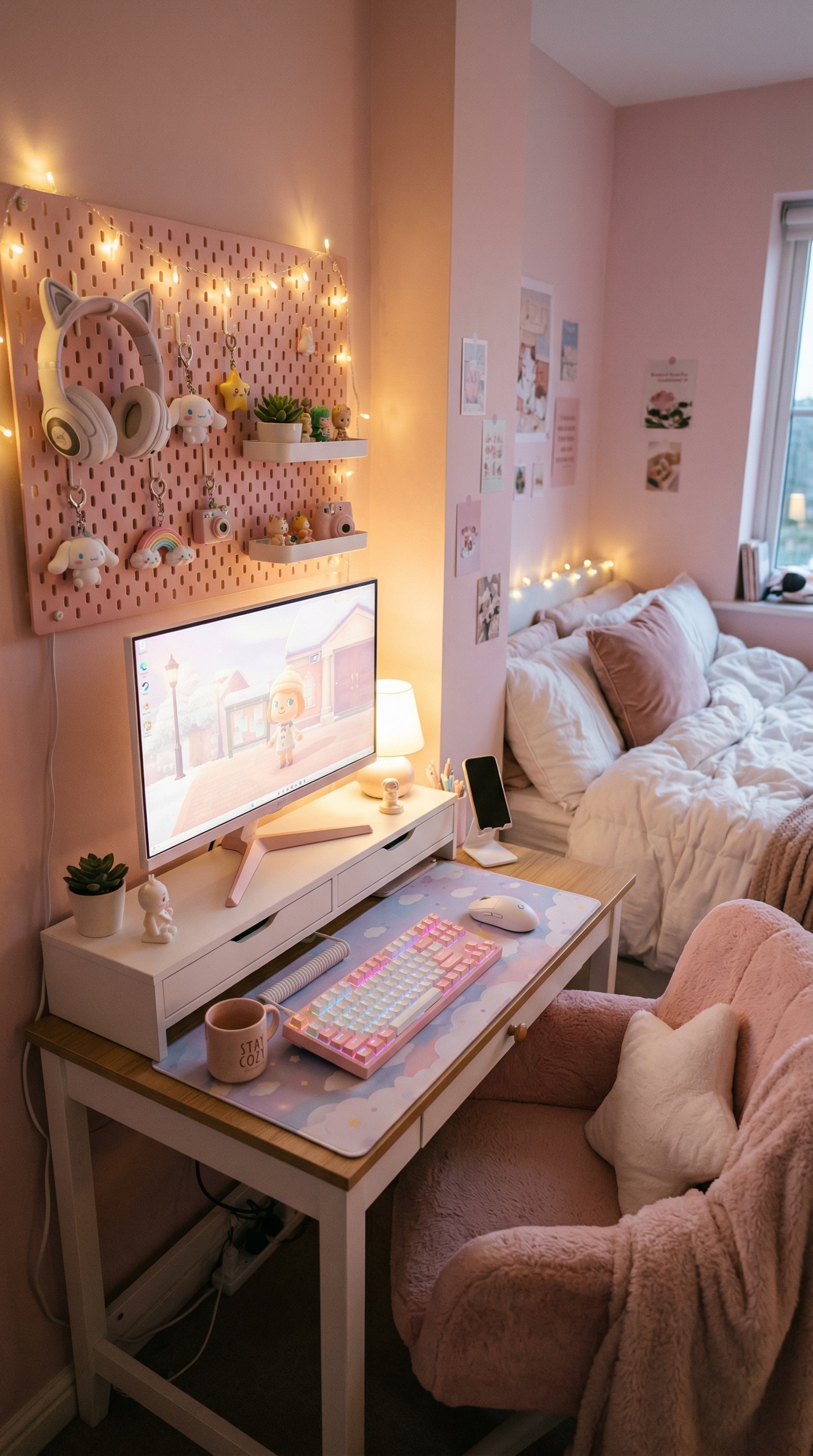 5 Pastel Cute Small Bedroom Gaming Nooks That Prove You Don't Need a Big Space Setup Image