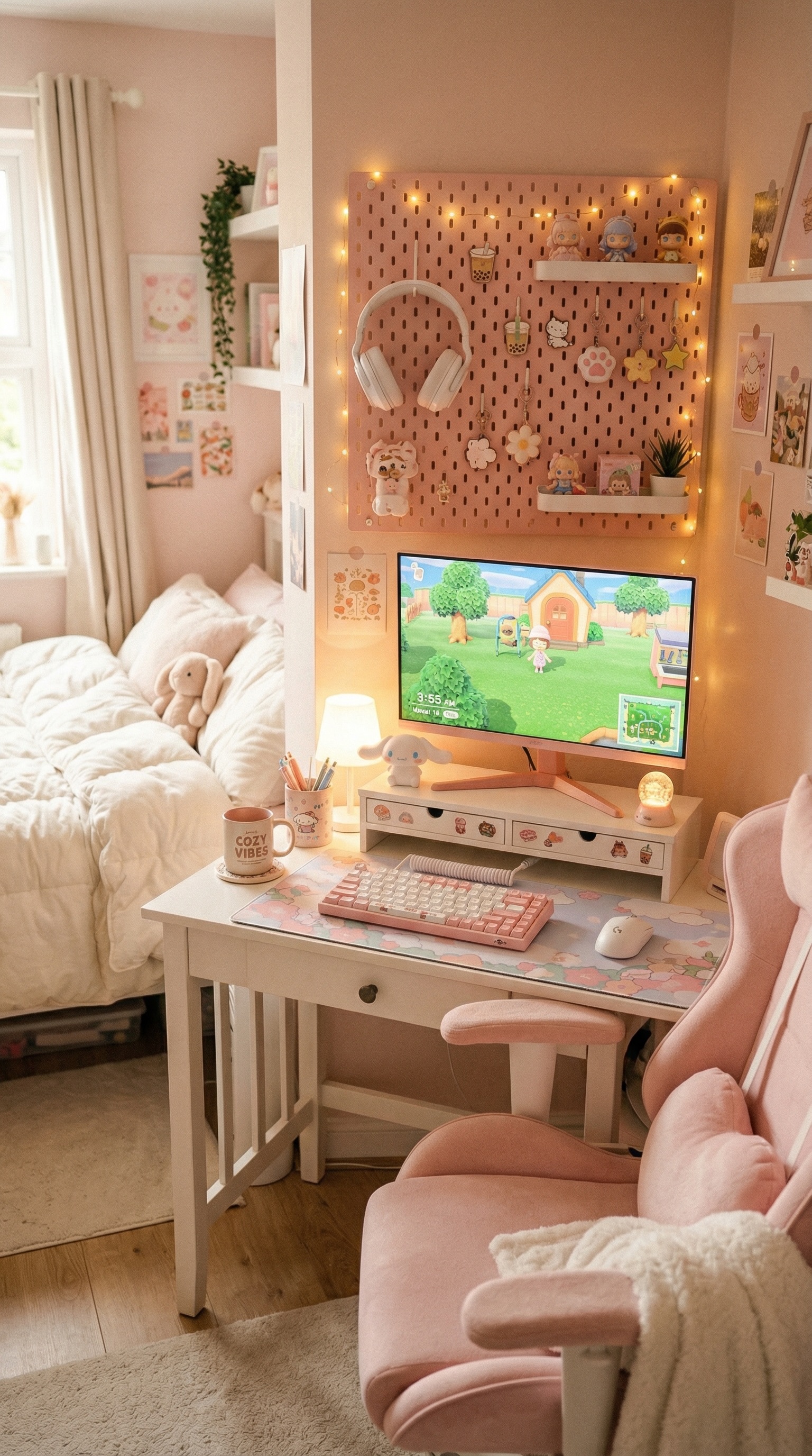 5 Pastel Cute Small Bedroom Gaming Nooks That Prove You Don't Need a Big Space Setup Image