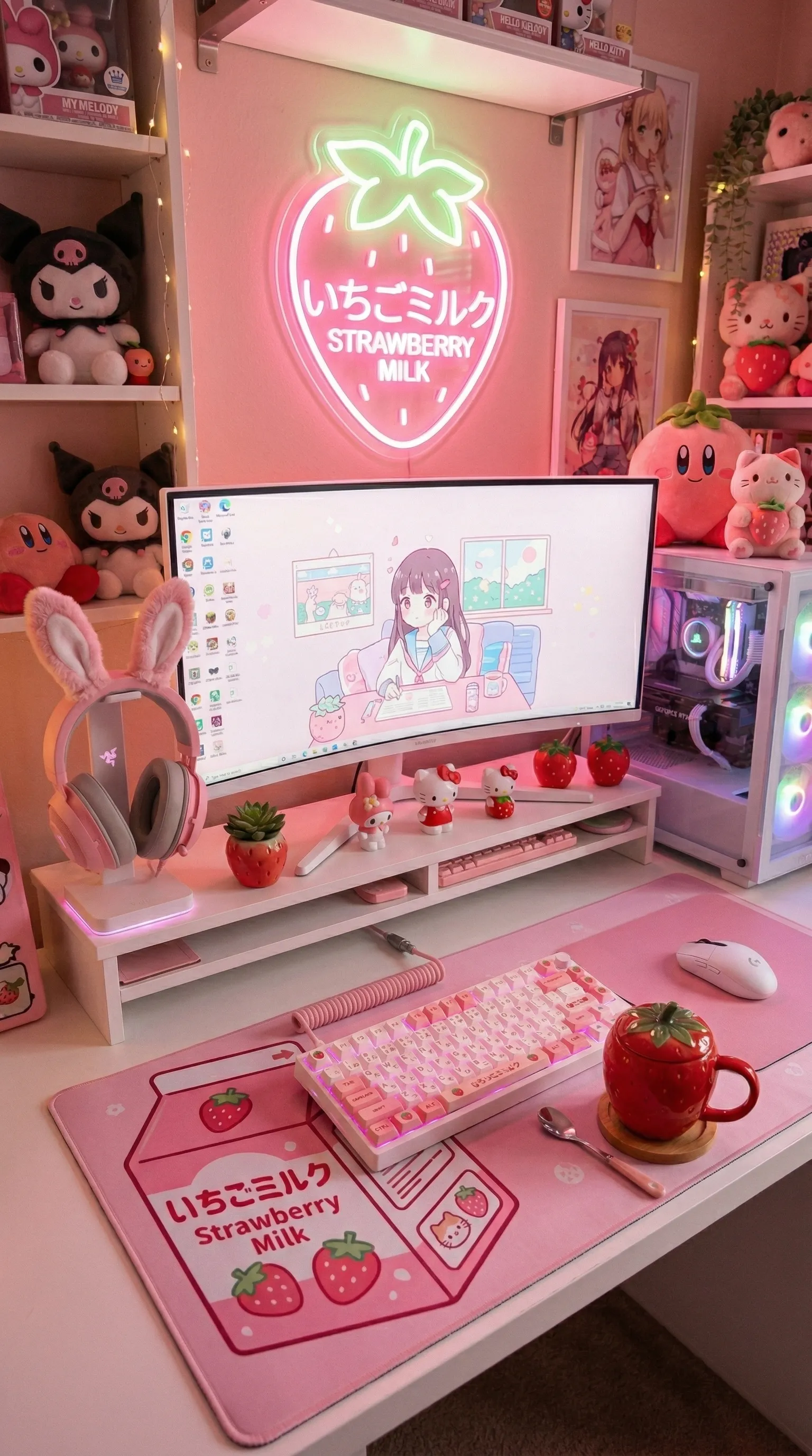 5 Strawberry Milk Kawaii Desk Setup Ideas for the Ultimate Cute Aesthetic Setup Image