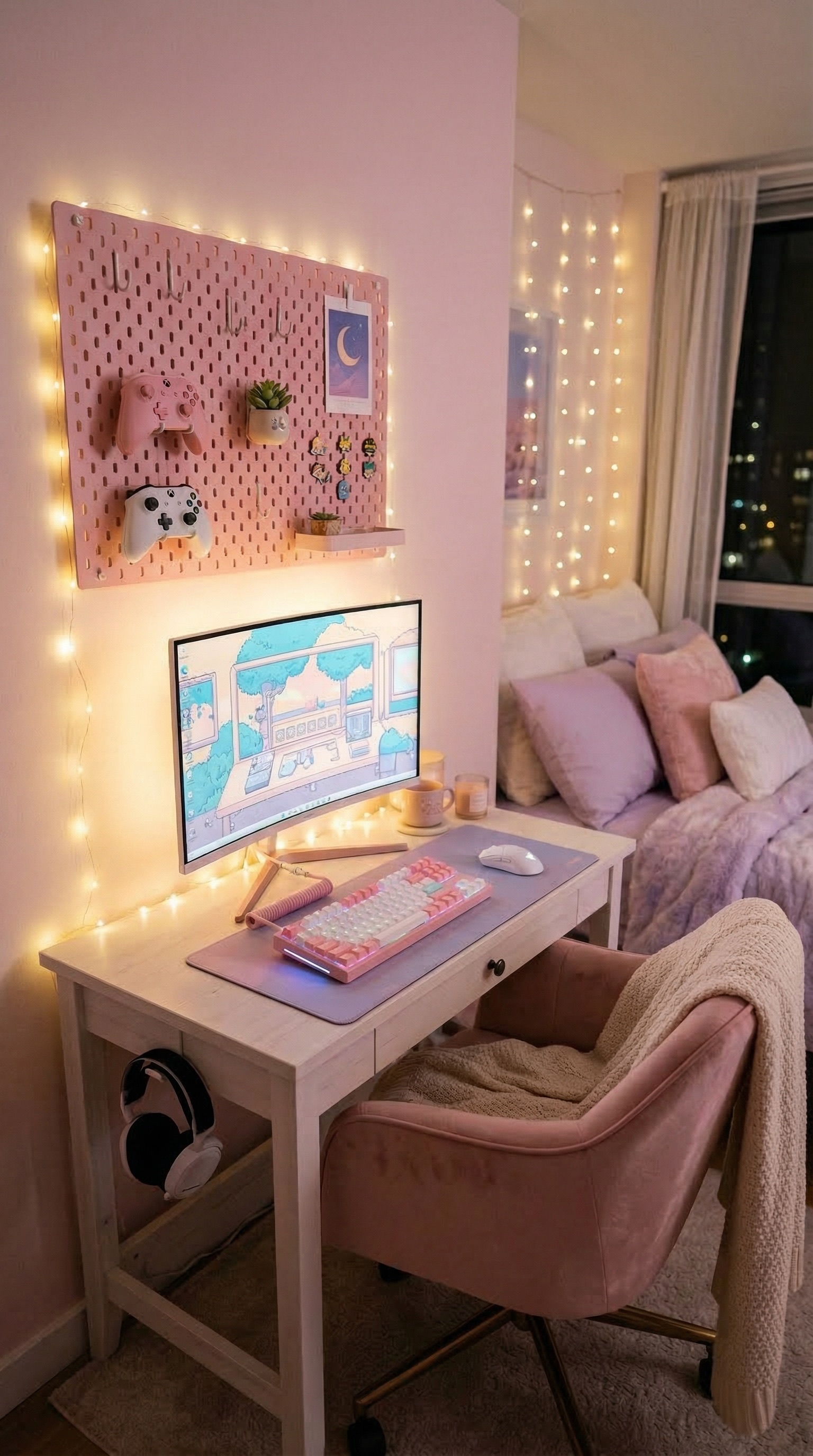 5 Pastel Cute Small Bedroom Gaming Nooks That Prove You Don't Need a Big Space Setup Image