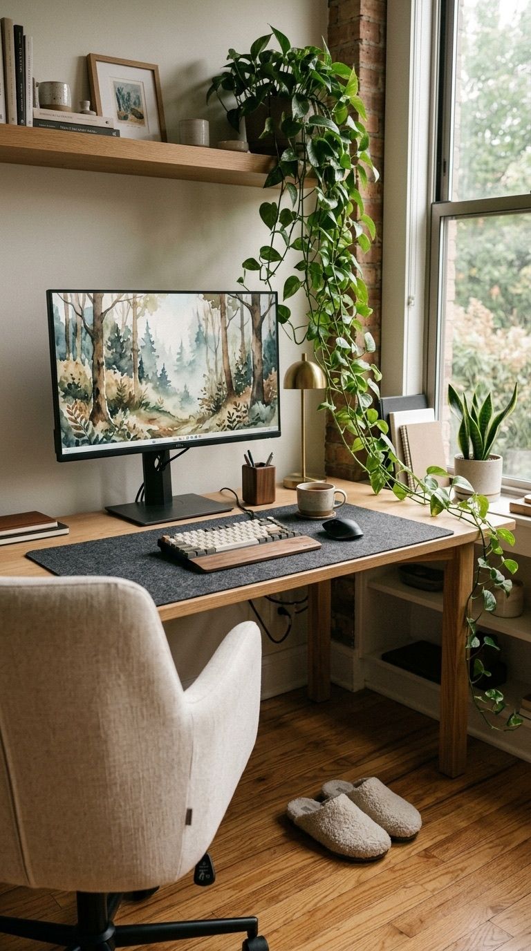 The Ultimate Cozy Natural WFH Setup: 5 Essentials for a Warm and Textural Workspace Setup Image