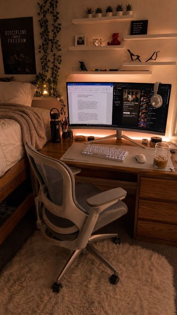 Ultimate College Dorm Room Desk Setup (White & Cozy Aesthetic) Setup Image