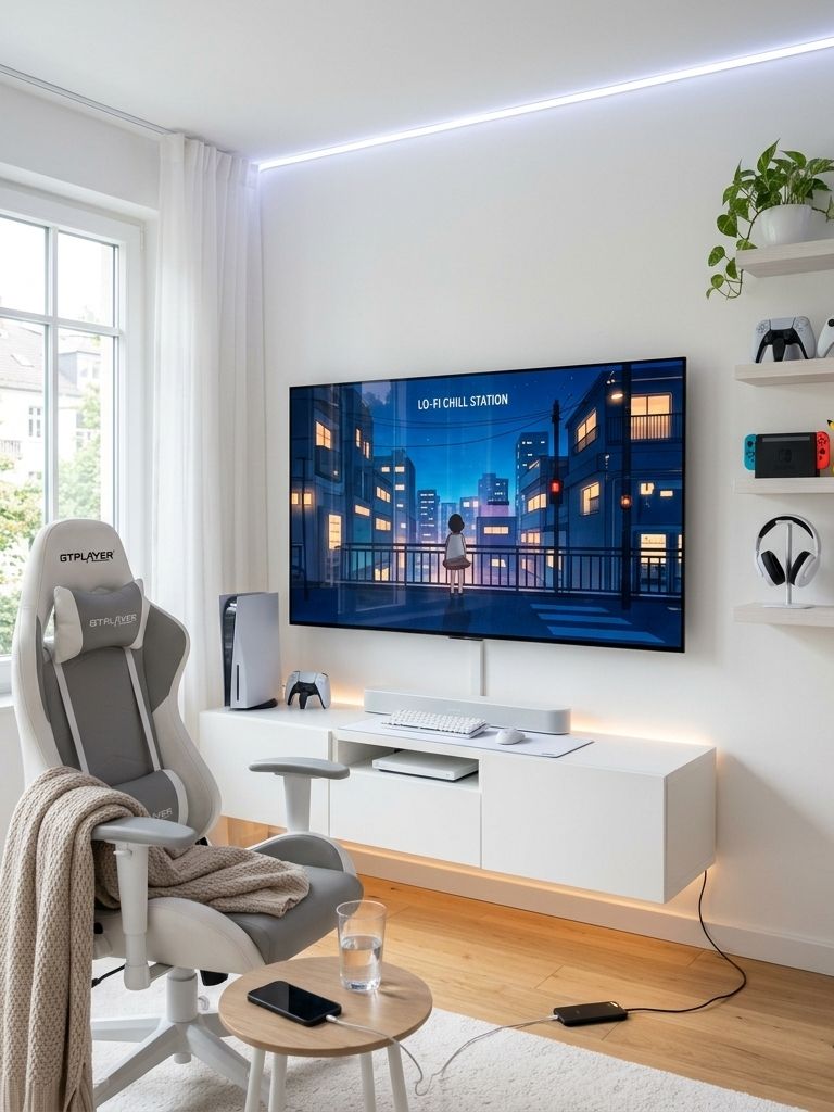 Light Theme Man Cave Setup Ideas for a Clean, Bright Gaming Room Setup Image