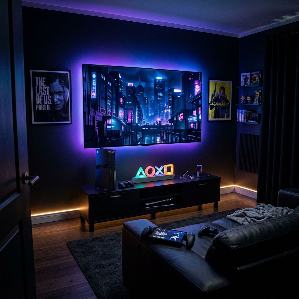 Dark Theme Man Cave Setup Image