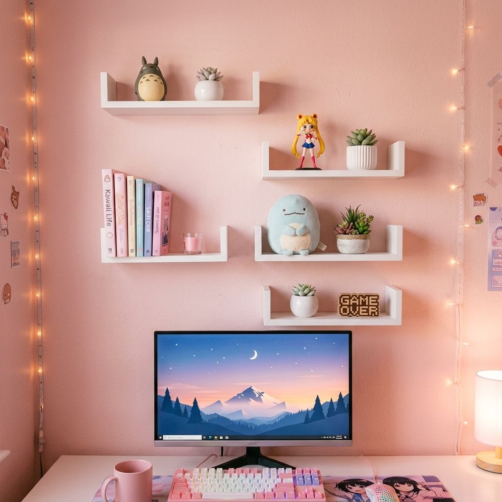 Kawaii Pastel Gaming Desk Setup Ideas for the Cutest Aesthetic Room Setup Image