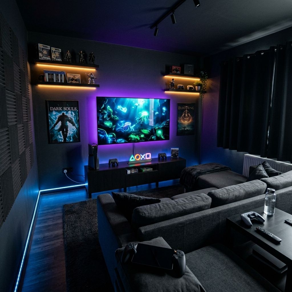 Dark Theme Man Cave Setup Image