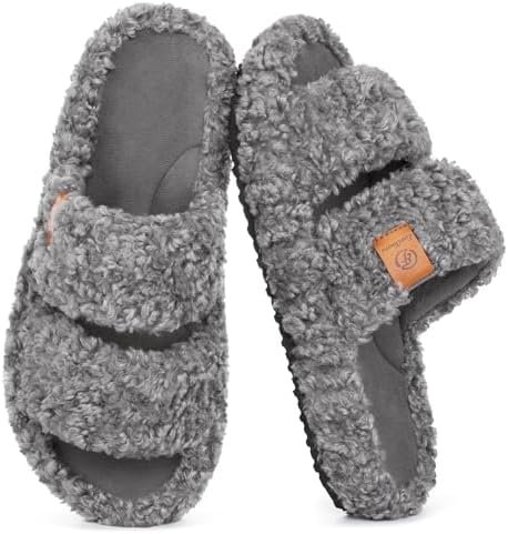 Under $60 WFH Cozy Essentials ? — EverFoams Womens Fuzzy Open-toe Slippers Soft Comfy Memory Foam Indoor House Shoes