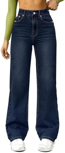 This Under-$80 Amazon Poetcore Fit Looks Like A Plot ? — FUNUCA Straight Leg Jeans for Women High Waisted Wide Leg Loose Microelastic Boyfriend Denim Pants