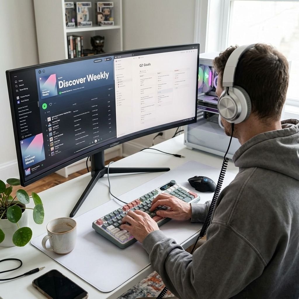 The Ultimate White Gaming Desk Setup: Clean, High-End & Aesthetic Setup Image