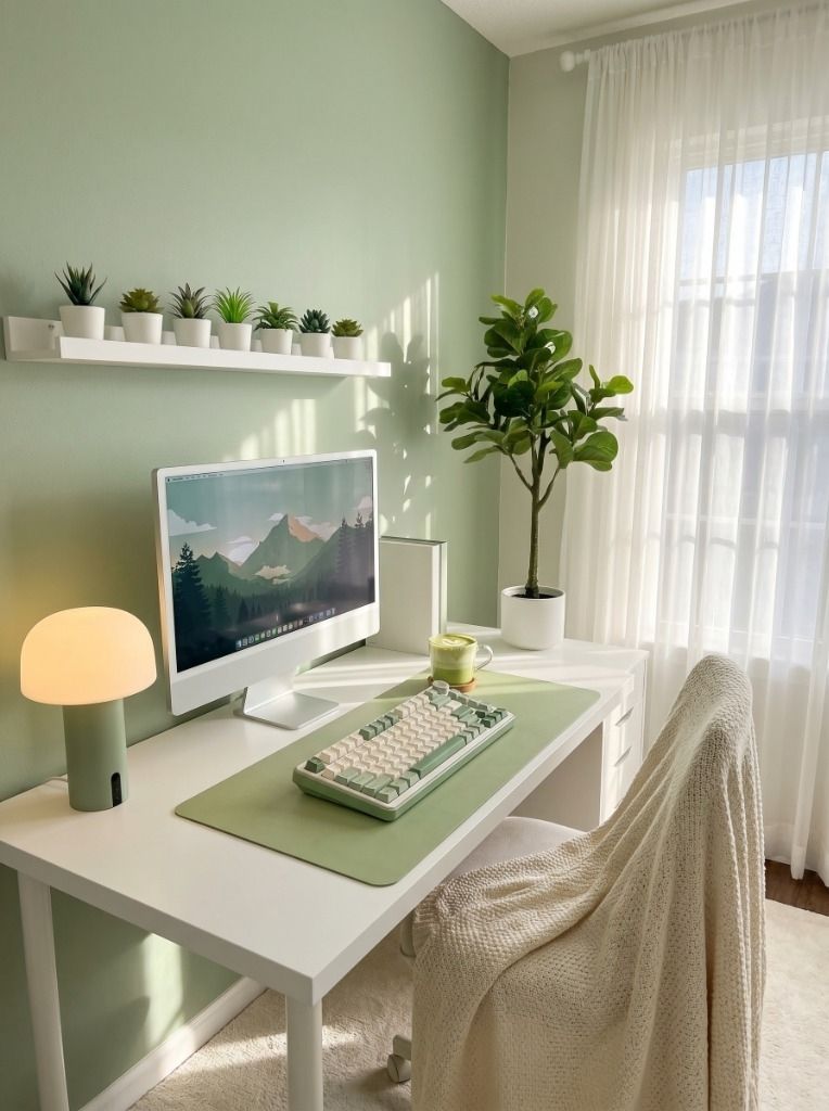 Matcha Green Girly Room Setup — The Coziest Desk Aesthetic on Amazon Setup Image