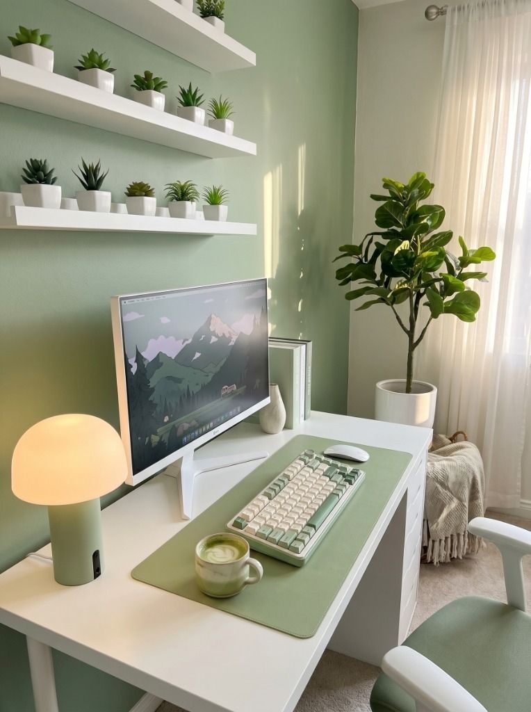 Matcha Green Girly Room Setup — The Coziest Desk Aesthetic on Amazon Setup Image