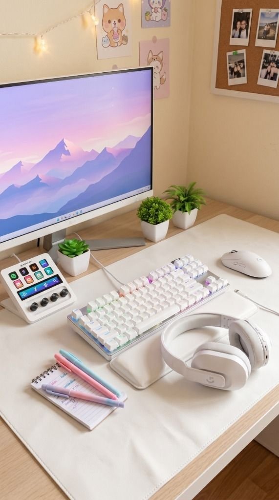 Super Cute & Cozy White Gaming Setup: How to Get the Kawaii Vibe Setup Image