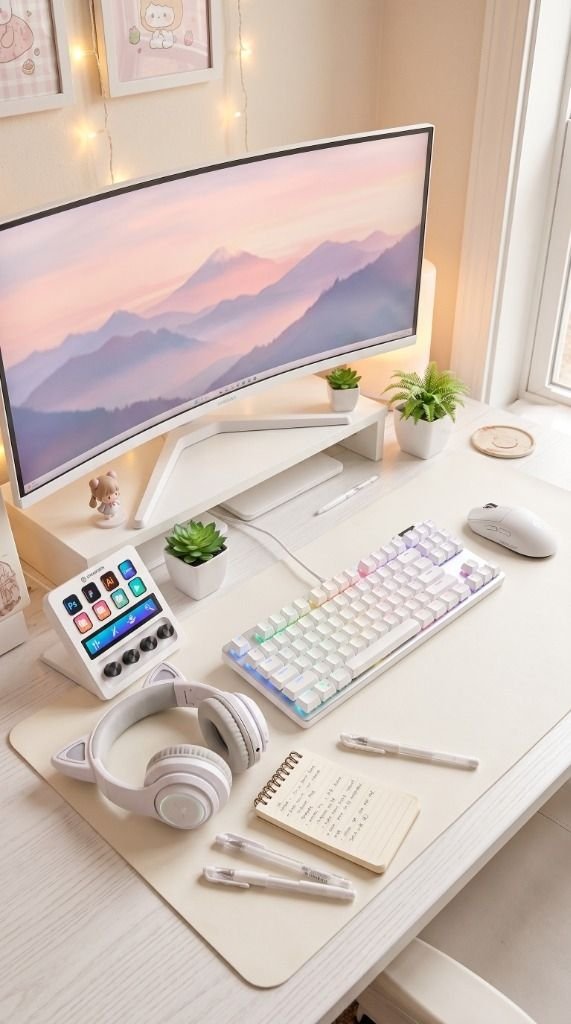 Super Cute & Cozy White Gaming Setup: How to Get the Kawaii Vibe Setup Image