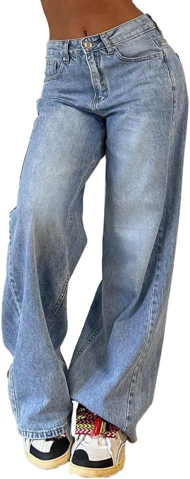$120 Streetwear Fit That Looks High-Fashion ? — EMMIOL Wide Leg Jeans for Women, Mid Rise Baggy Jeans Plus Size Boyfriends Denim Pants, Y2K Vintage Style