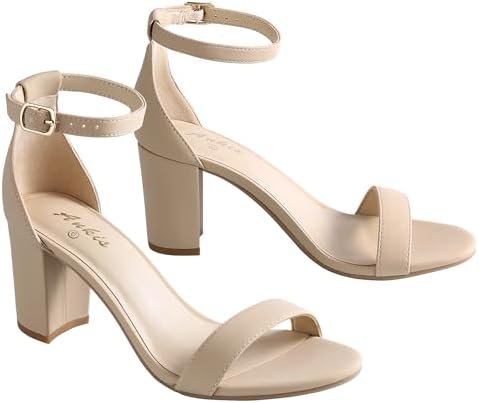 The ultimate sunset walk outfit check (budget-friendly finds) — Ankis Heels for Women Open Toe Ankle Strap Chunky Heel Sandals 2.75 Inch