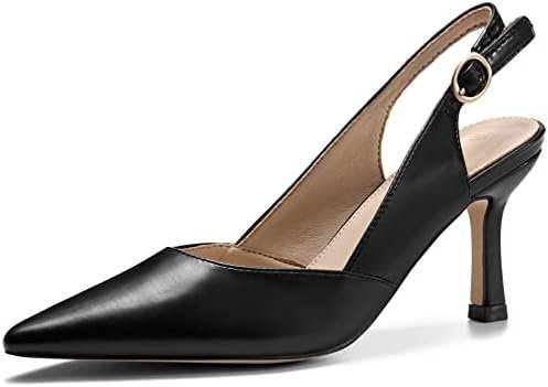 Glowy golden hour vibes in this entire Amazon fit haul — Rilista Rilista Women's Slingback Kitten Heels Closed Pointed Toe Backless Wedding Party Dress Pumps Shoes