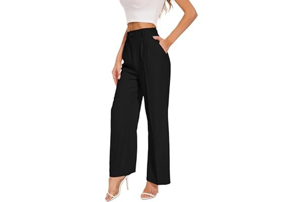 Mood check: transitioning from day to sunset in this Amazon fit — FUNYYZO Wide Leg Dress Pants for Women Work Slacks Business Casual Outfits | Office Dress Pants for Women, High Waisted, Stretchy Back Elastic Waistband, Multiple Color Size, Casual, Loose Summer Pants