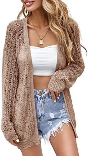 Mood check: transitioning from day to sunset in this Amazon fit — XuBa Women Crochet Lightweight Cardigan Cover Up Open Front Long Sleeve Summer Cardigans