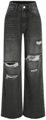Late night fit diaries: cozy and edgy Amazon outfits — CIDER Women’s Ripped Jeans High Waisted Distressed Baggy Straight Wide Leg Pants