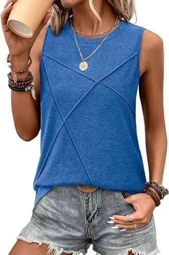 Glowy golden hour vibes in this entire Amazon fit haul — WIHOLL Women's Sleeveless Summer Crewneck Loose Fit Tank Tops