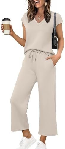 Laptop Closed And Suddenly I Needed Snacks ?? — Saloogoe V-Neck Top And Wide Leg Pants Travel Set