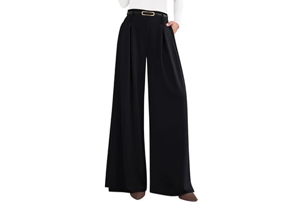 The ultimate sunset walk outfit check (budget-friendly finds) — PRETTYGARDEN Womens Wide Leg Trousers 2026 Elastic High Waisted Dress Pants Pleated Slacks Flowy Business Work Palazzo Pants