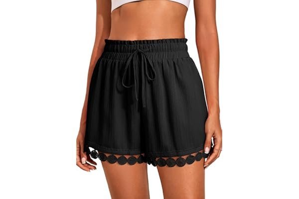 Late night fit diaries: cozy and edgy Amazon outfits — Dokotoo Womens Shorts Summer Casual Loose Elastic Waist Drawstring Lace Boho Beach Cover Up Shorts