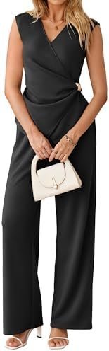 Seven Minutes To Leave And The Set Cooperated ? — Glamaker V Neck Sleeveless Wrap Ruched Top and Wide Leg Pants Set