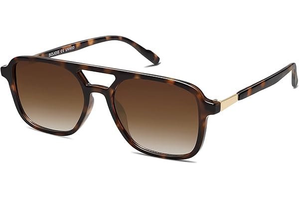 The perfect lunch-and-errands outfit formula from Amazon — SOJOS Retro Aviator Sunglasses for Women Men,Trendy Rectangle Womens Mens Shades Sun Glasses SJ2202