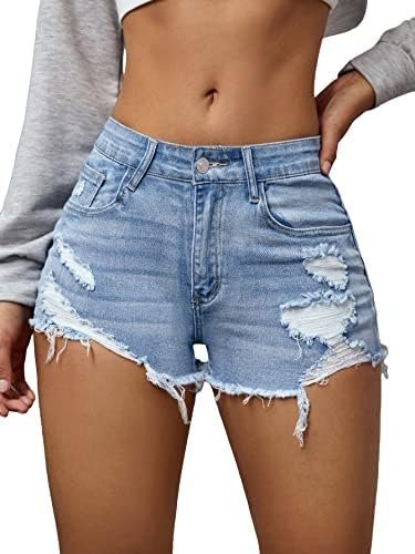The Jeans outfit multiverse — Verdusa Womens Shorts Jeans Y2k Outfits Summer Vintage Low Rise Ripped Distressed Skinny Mini Denim Shorts
