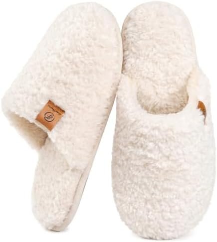 Midnight styling check: atmospheric street vibes — EverFoams Women's Fuzzy Slip-on Slippers Warm Cozy Soft Lightweight Memory Foam Indoor House Shoes