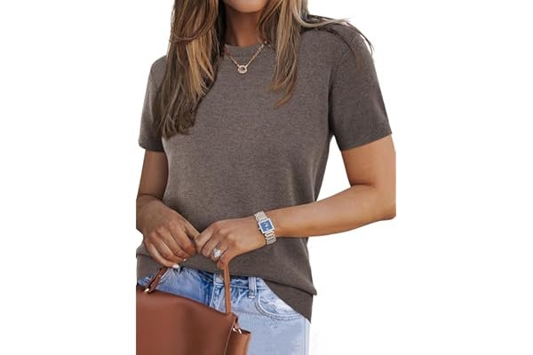 A soft morning outfit check that actually motivated me today — Arach&Cloz Women's Lightweight Wool Blend Short Sleeve Sweater Top Business Casual