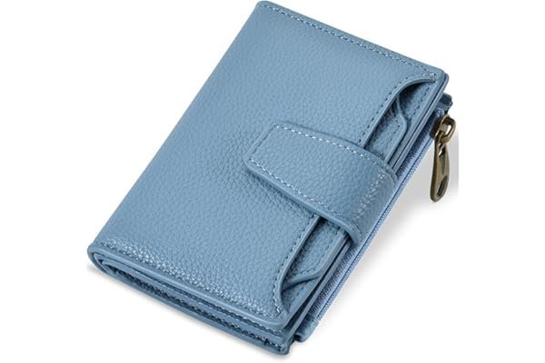 Midday fit check: casual streetwear for running errands — Airkit Small Wallet Women RFID Blocking Soft Leather Bifold Compact Card Holder Wallet for Women with Zipper Coin Pocket 4 ID Window