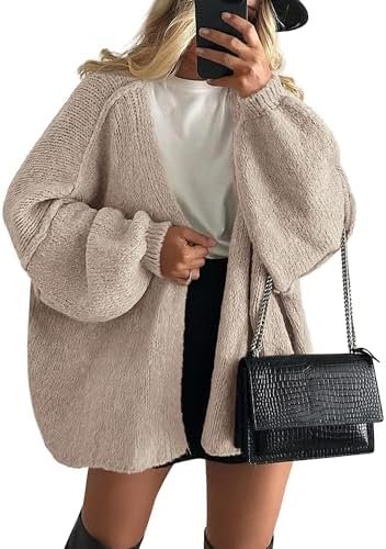 getting ready at 7am: cozy morning look from Amazon — PRETTYGARDEN Womens Oversized Cardigan Sweaters 2026 Fall Long Lantern Sleeve Knit Open Front Lightweight Sweater