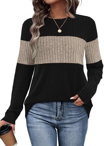 Late night fit diaries: cozy and edgy Amazon outfits — WIHOLL Womens Sweaters Trendy Color Block Tops Long Sleeve Shirts Fall Outfits Early Fall Fashion 2025 Winter Clothing