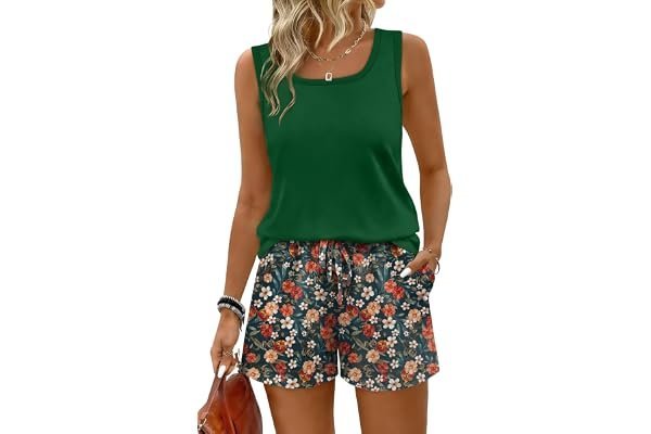 Lunch date lookbook: Cozy Amazon finds that eat ? — WIHOLL Two Piece Sets for Women Summer Lounge Short Sets Tank Square Neck Sleeveless Sweatsuit with Pocket
