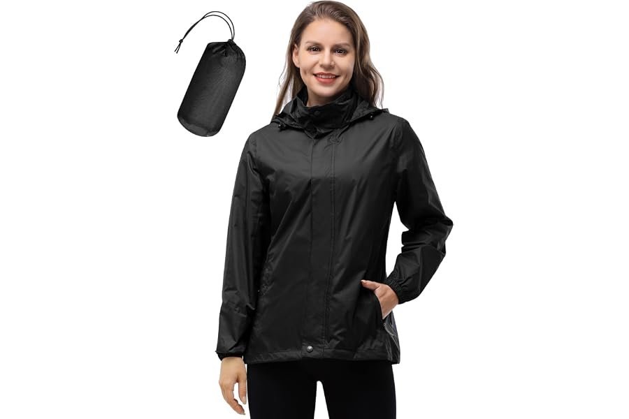 Finding the perfect balance with Waterproof Lightweight Hooded Rain Jacket under the morning sun — 33,000ft Women's Rain Jacket Waterproof Lightweight Packable Raincoat with Hood for Golf Hiking Travel Windbreaker