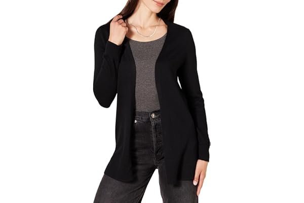 Soft textures, clean lines: Lightweight Jacket in the morning light — Amazon Essentials Women's Lightweight Long Sleeve Open-Front Cardigan Sweater (Available in Plus Size)