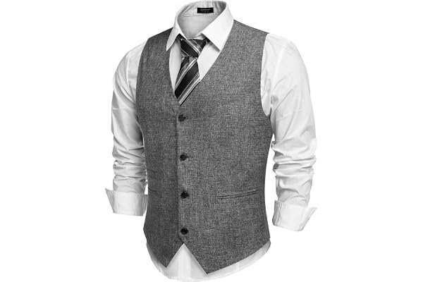 Elevator mirror check: Simple gamer dad daily uniform — COOFANDY Men's Casual Business Vests Lightweight Waistcoat Slim Fit Suit Vest
