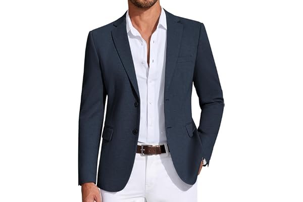 Leaving the office check: Solid comfort build for the ride home — COOFANDY Mens Casual Blazer Knit Sport Coat Lightweight Two Button Suit Jacket