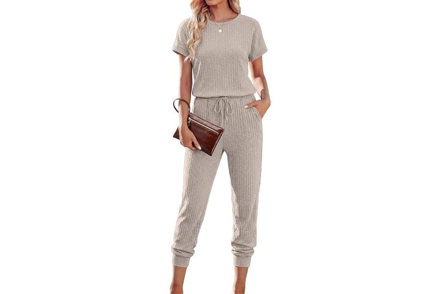 A quick neighborhood check-in: Dress style notes — Ekouaer Jumpsuits for Women Dressy Summer Romper Ribbed Knit Casual Travel Outfits 2026 Vacation Beach Clothes