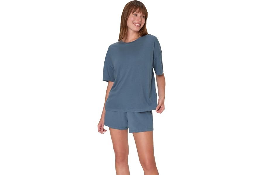 Midnight retro gaming setup: Cozy lounge wear check — Hanes Women's Pajamas Set, Comfywear Pajamas for Women Set, Originals SupertSoft Loungewear, T-Shirt & Sleep Shorts
