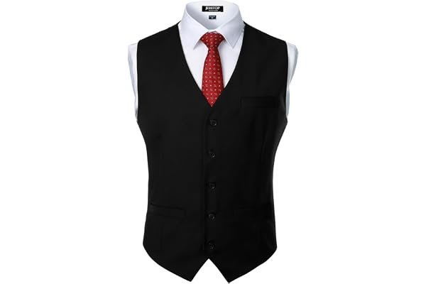 Commuting to the backyard playground: Solid comfort build — JEMITOP Men's Classic Slim Fit Dress Vest Formal Wedding Prom Tuxedo Suit Vest