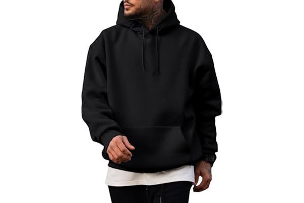 Morning school run or boss fight? Cozy survival outfit check — JMIERR Mens Casual Oversized Hooded Collar Drawstring Cotton Hoodies Pullover Sweatshirts