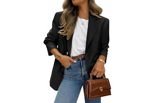This late-night look with Blazer is doing all the styling work — PRETTYGARDEN 2026 Blazers for Women Business Casual Long Sleeve Lapel Open Front Suit Jacket Work Blazer with Pockets