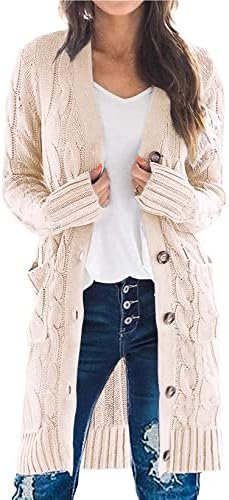 Jacket understood the assignment before I did — PRETTYGARDEN Long Sleeve Cable Knit Long Cardigan for Women 2026 Spring Winter Chunky Open Front Button Sweaters with Pockets