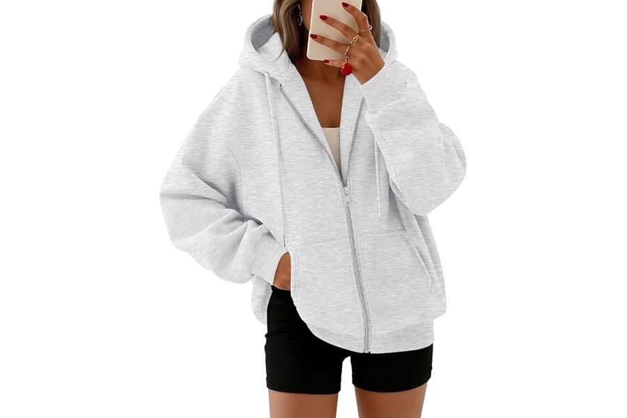The unexpected outfit win starring Sweatshirt and clean accents — Trendy Queen Womens Zip Up Hoodies 2026 Oversized Sweatshirt | Spring Fall Layering Jacket with Pockets, Casual Track Outfits, Cozy Fleece Winter Clothes