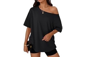A comfortable morning outfit build that actually motivated me today — Trendy Queen Womens Off the Shoulder Tops Oversized Summer Spring T-Shirts 2026